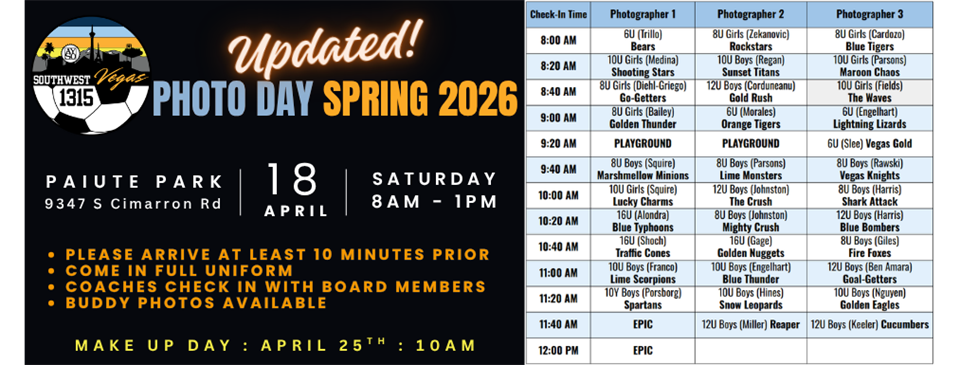 Photo Day Rescheduled to 4/18! 